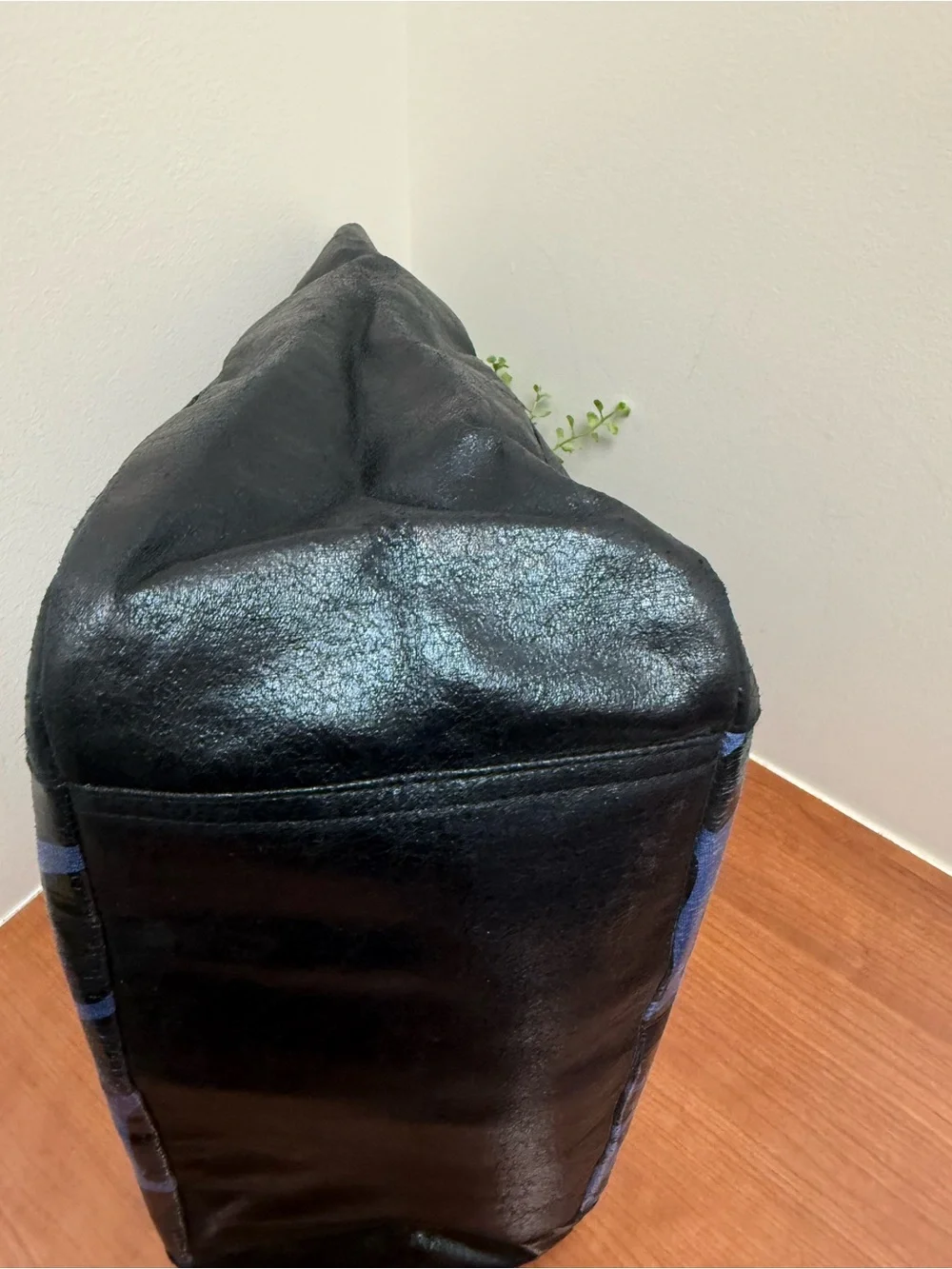 Braciano Black Tote Bag with Blue Pattern NWT